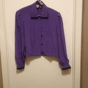 Andrea Gayle Elegant Purple & Black Office Hidden Button Down Blouse - Size 10